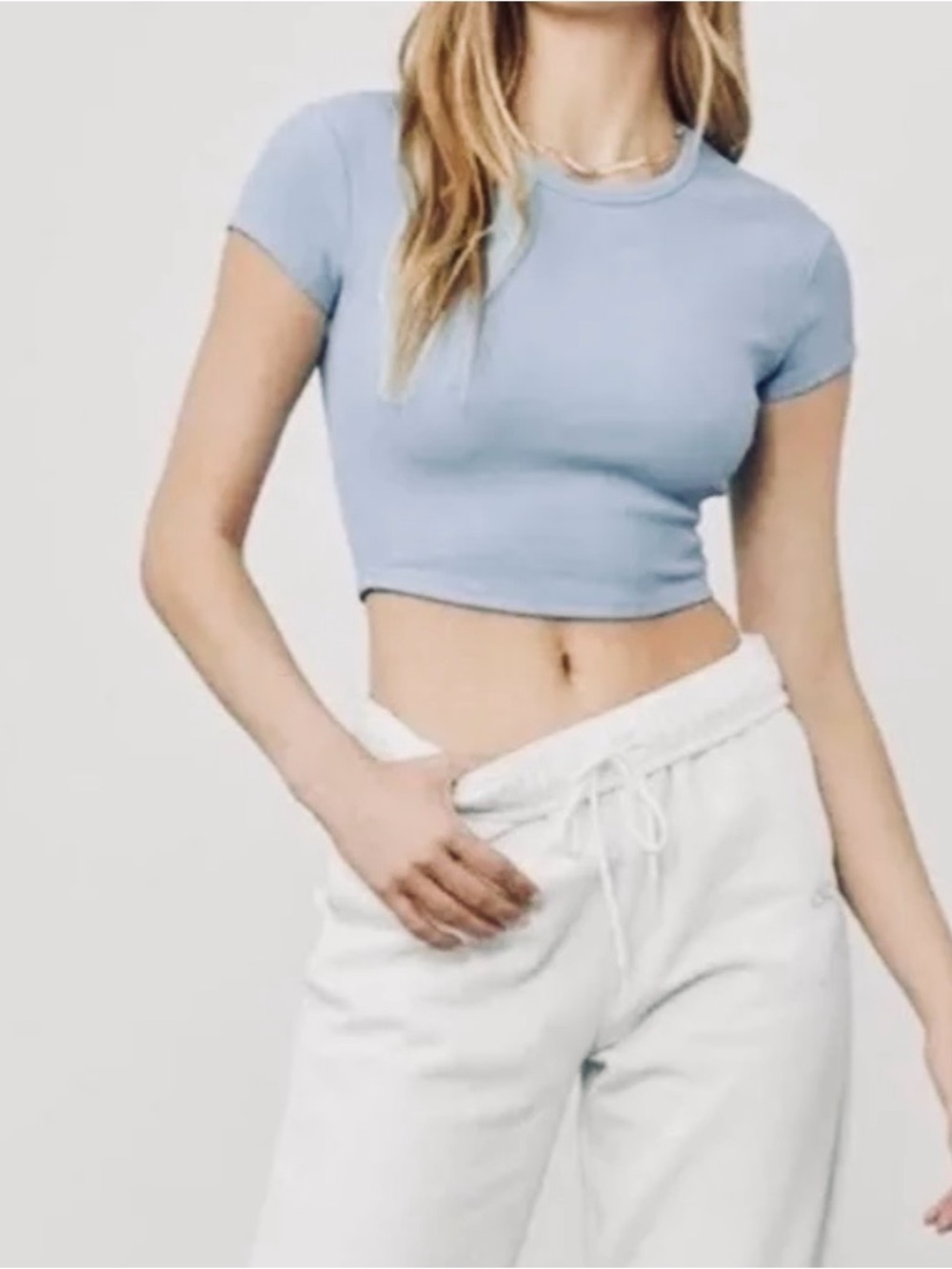 Alo Cropped Sea Coast Ribbed Top